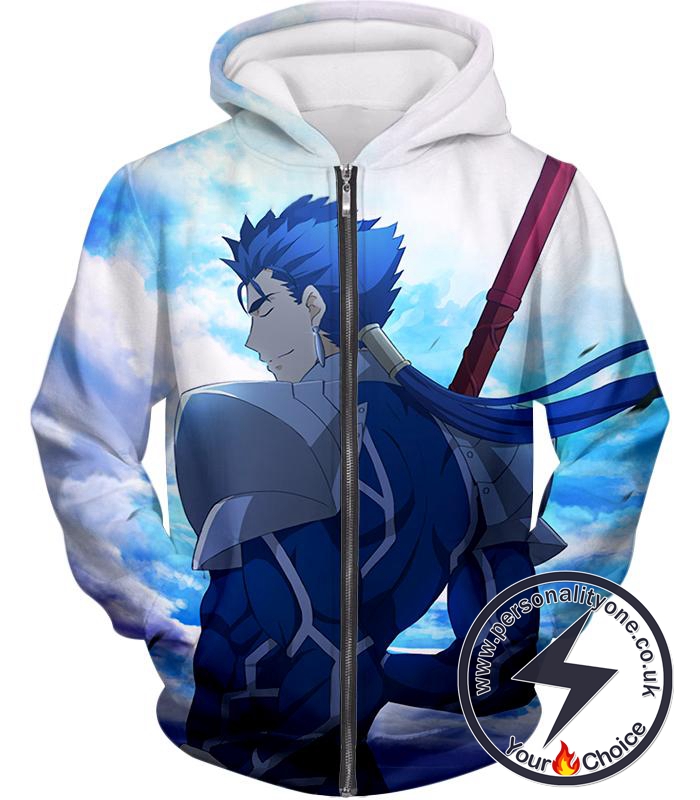 Fate Stay Night Fate Stay Night Lancer Blue Spearman of the Wind Cool Zip Up Hoodie